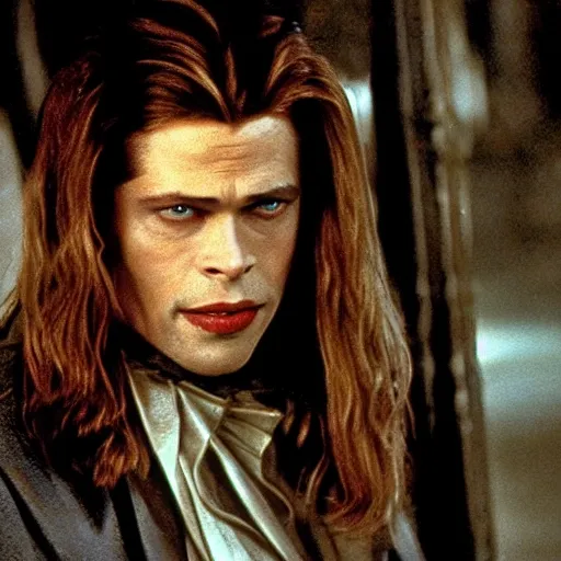 Prompt: a movie adaptation of the vampire lestat directed by jonathan frakes starring brad pitt!!! brad pitt is on the streets of paris as the vampire lestat!!!! technicolor, cinematic highly detailed, highly intricate, 3 5 mm, studio lighting