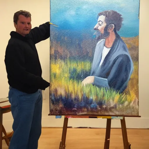 Image similar to painter with recursive painting of himself