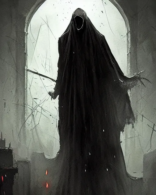 Image similar to photo. the movie is still the same. the dementor. life and death. dark colors. threatening. the stalker. frightening. trending on artstation. award - winning. artgem. greg rutkowski. beksinsky. extremely detailed. 4 thousand.