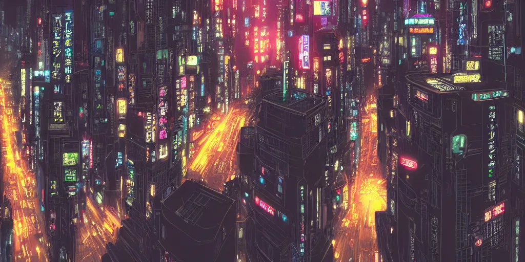 Prompt: City night view of tokyo, cinematic, highly detailed, matte painting, trending on Artstation, Cyberpunk, 8k, by Makoto Shinkai and syd mead and simon stålenhag