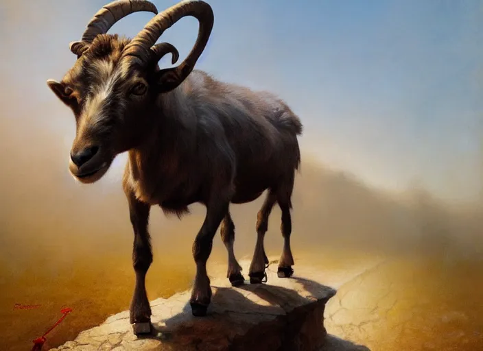 Image similar to ultra realistic portrait painting of a goat on roller blades, art by frank frazetta and beeple, 4 k, ultra realistic, highly detailed, epic lighting