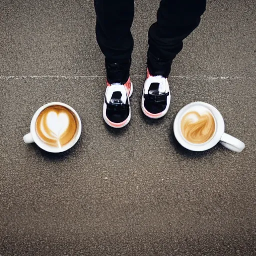 Image similar to time stop photo of man stumble and drop all his coffe food