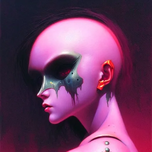 Prompt: portrait of beautiful cute goth girl in warhammer armor, art by kuvshinov ilya and zdislav beksinski and wayne barlowe