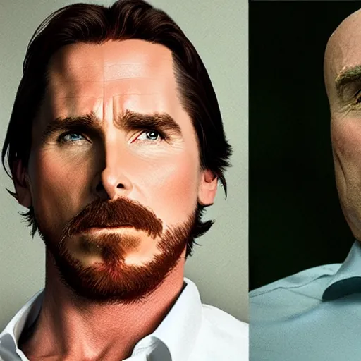 Prompt: christian bale as alex jones, bald