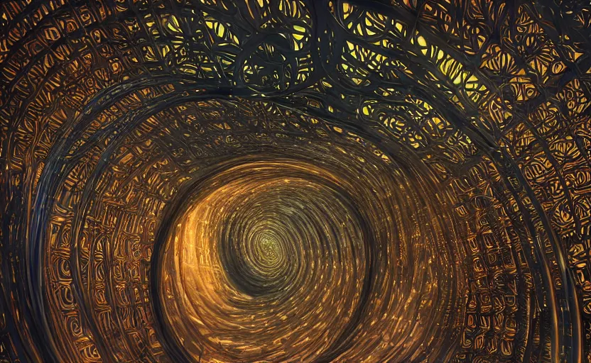 Image similar to a surreal environment of a futuristic curvilinear parametric and computational Art nouveau art installation, visionary art, intricate and complex, back-lit and front lit, hd, 16k, unreal engine, UHD photographic quality, medium format