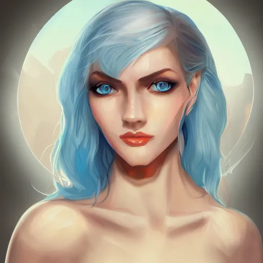 Prompt: portrait of a woman with ice blue eyes, by deepfry on artstation