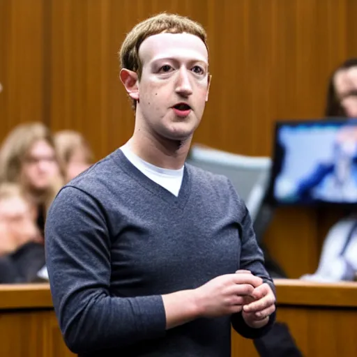 Prompt: mark Zuckerberg crying in a courtroom