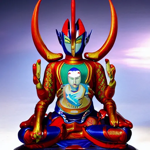 Image similar to new ultraman design called bodhisatva, hyperrealistic