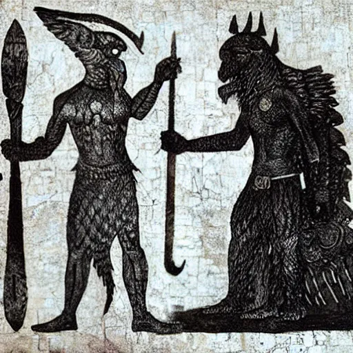 Prompt: sumerian mythical monster