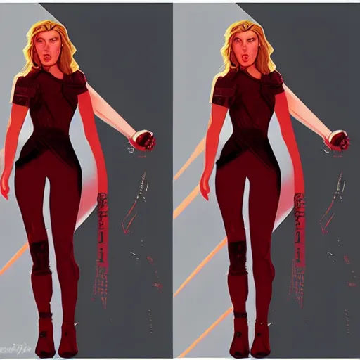 Image similar to full body portrait of scarlet Johansson in the style of a fantasy hero, digital art, artstation