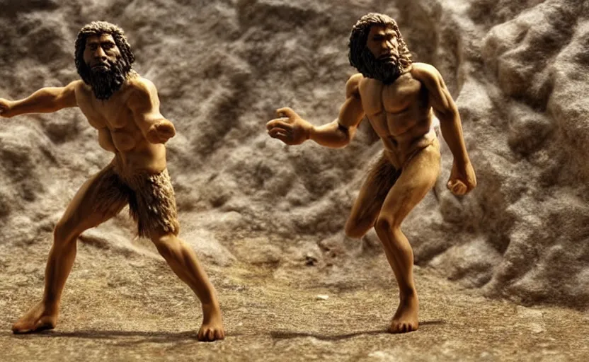 Prompt: made a neanderthal became prophet and many people follow him, perfect dynamic posture, perfect dynamic environment, perfect dynamic body form, perfect dynamic pose, perfect dynamic form, pinterest, perfect dynamic position, award winning photo by national geographic, and pulittzer winner, bokeh, reduce duplication interference