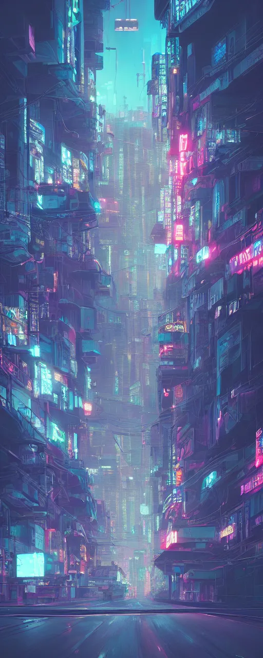 Image similar to a digital painting of a city at night, cyberpunk art by mike winkelmann, artstation, panfuturism, dystopian art, retrowave, synthwave