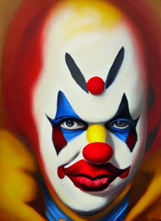 Prompt: clown, alla prima style, oil paint, depth