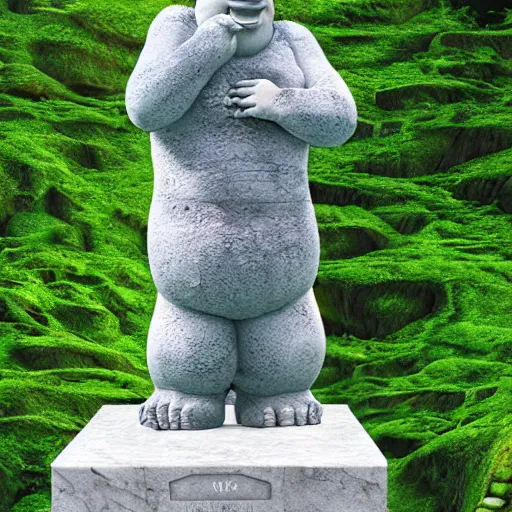 Prompt: a grandiose stone statue monument for shrek, stone monument, fantasy illustration