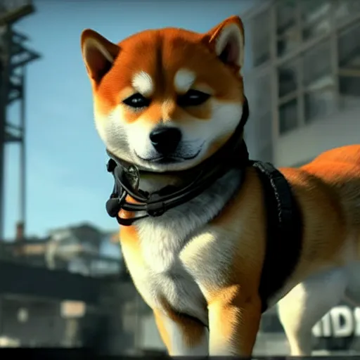 Image similar to A shiba inu dog in Call of Duty Vanguard, cinematic shot