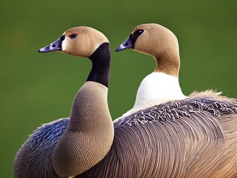 Image similar to Canadian Goose with a funny hat, Portrait Photo, Photorealistic, 100mm lens, out of focus