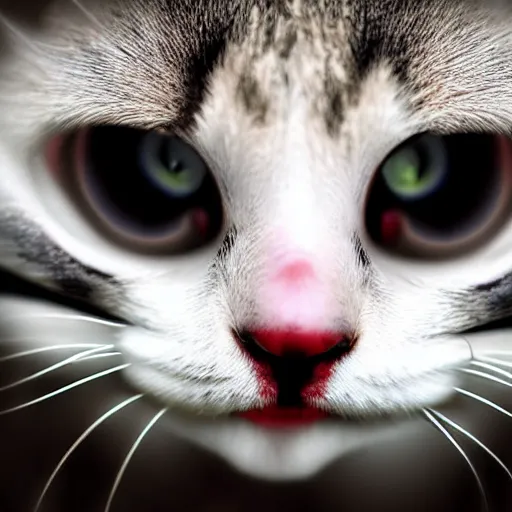 Prompt: a vampire - cat - hybrid, animal photography, wildlife photo