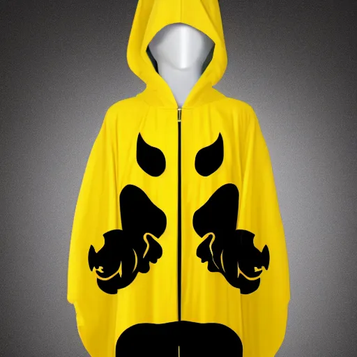 Prompt: Black anthropomorphic dragon wearing yellow hooded ornate robes. Black background. Award-winning. -n 4