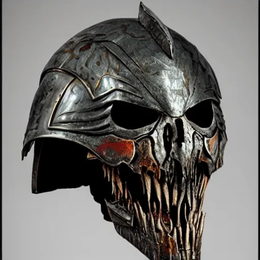 Prompt: ian miller, realms of chaos, death knight helmet