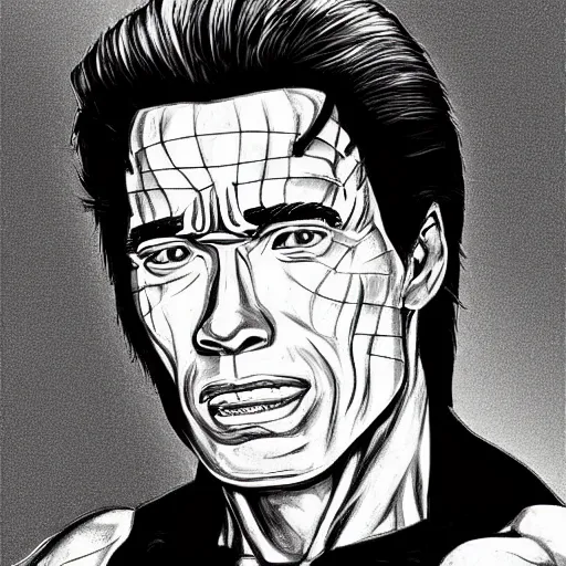 Prompt: Anime Arnold Schwarzenegger, portrait, detailed