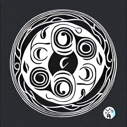 Image similar to two cats holding each other's tail, circle design, yin yang inspired, designed by victo n'gai