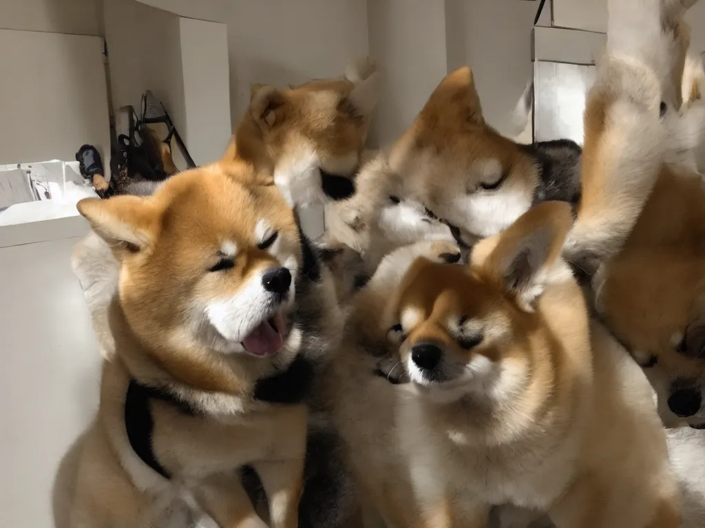 Image similar to shiba inu in the backrooms