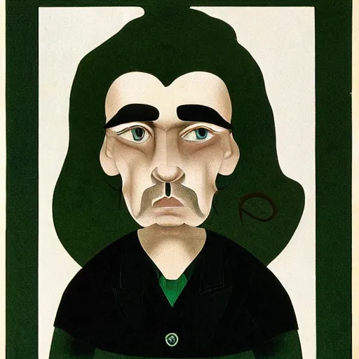 Image similar to young man, long hair, short facial hair, no mustache, dark green eyes, dark eyebrows, light widows peak light facial hair, in the style of mauritz cornelis escher, in - frame