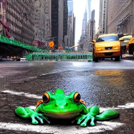 Image similar to giant frog attacking new york city