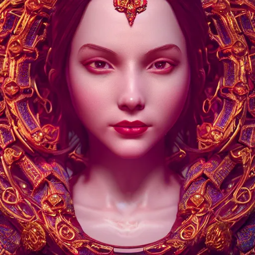 Image similar to portrait of wonderful princess of ruby with fair skin, ornate 8 k gorgeous intricate detailed, accent lighting, dramatic cinematic lighting, octane render