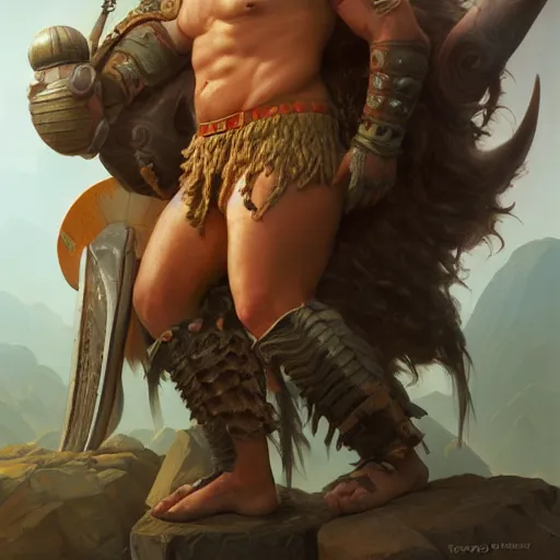 Prompt: a fullbody portrait of Beeple as a barbarian, detailed, centered, digital painting, artstation, concept art, donato giancola, Joseph Christian Leyendecker, WLOP, Boris Vallejo, Breathtaking, 8k resolution, extremely detailed, beautiful, establishing shot, artistic, hyperrealistic, beautiful face, octane render