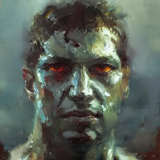 Image similar to face protrait of aqua man,, jeremy mann painting