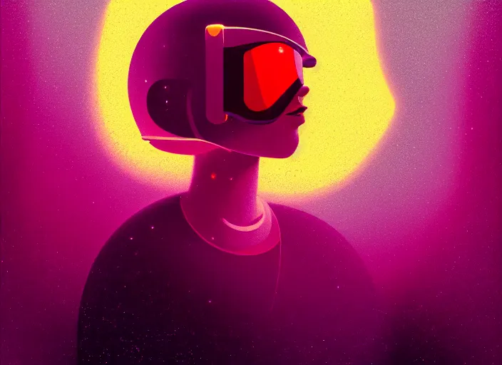 Image similar to portrait of a young astronaut girl, colorful, modern art deco, mads berg, karolis strautniekas, christopher balaskas, stippled light, fog, moody, fine texture, editorial illustration, dramatic lighting, dynamic composition, detailed, matte print, dynamic perspective, muted color