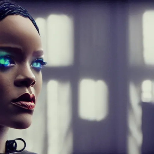 Prompt: movie still of rihanna cyborg, cinematic composition, cinematic light, criterion collection, by edgar wright