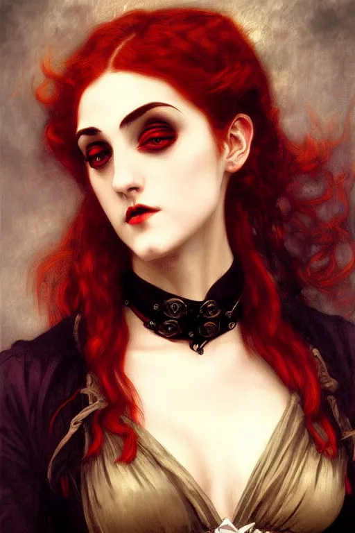 Image similar to steampunk victorian vampire painting by rossetti bouguereau, detailed art, artstation