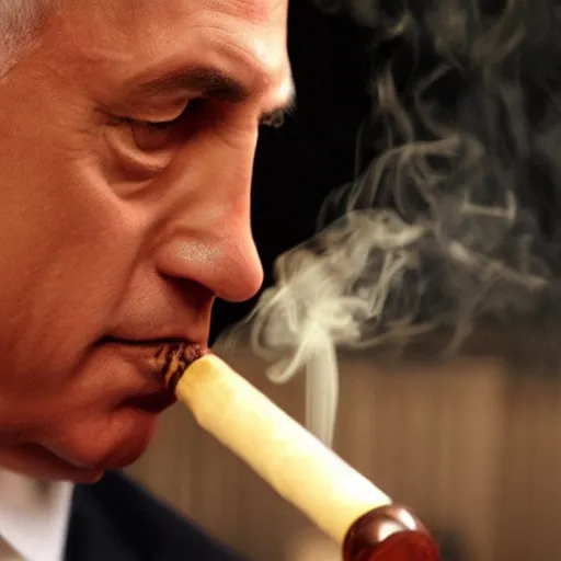 Image similar to benjamin netanyahu smoking a hookah