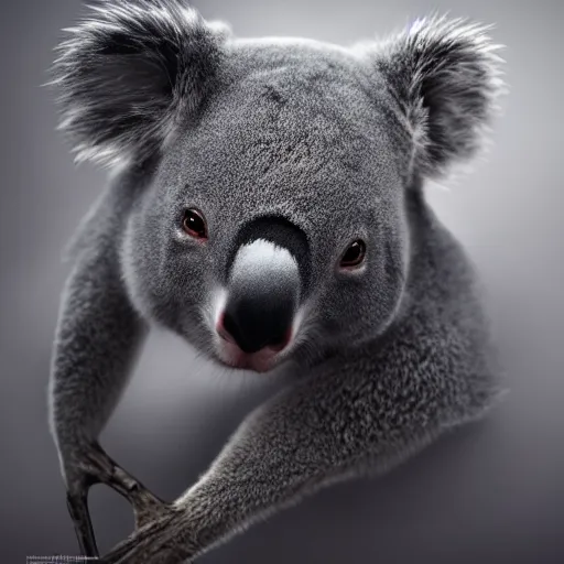 Image similar to ninja koala, award winning creature portrait photography, extremely detailed, artstation, 8 k, sensual lighting, incredible art, wlop, artgerm