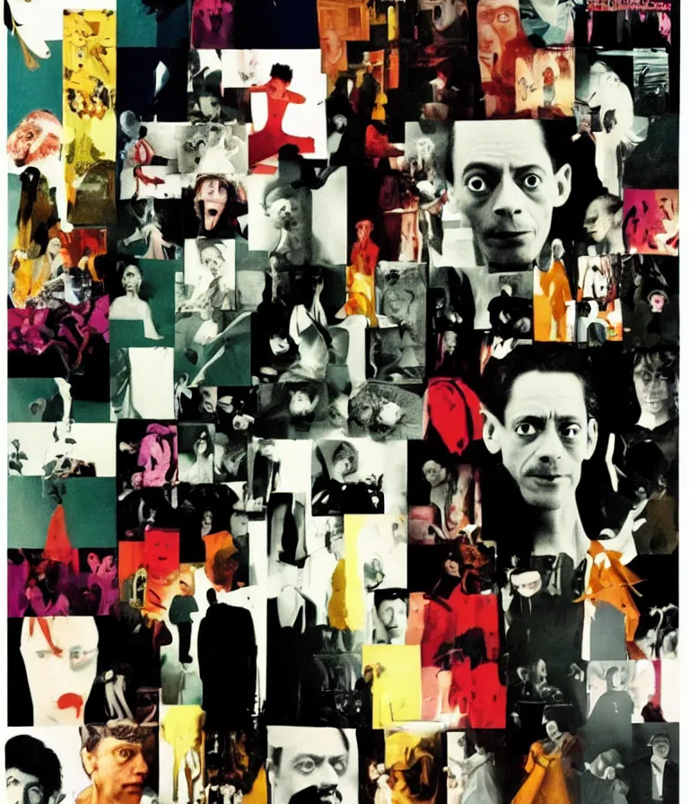 Image similar to Beautiful colorful Minimalist!!!!!! Horror Movie! Poster made for the film Franz Kafka's Birthday Party (1997) Starring Steve Buscemi, minimalist simplified photo collage by Man Ray and Diane Arbus, Vivid color trending on artstation Cinematic lighting minimalist!! collage!! 8k