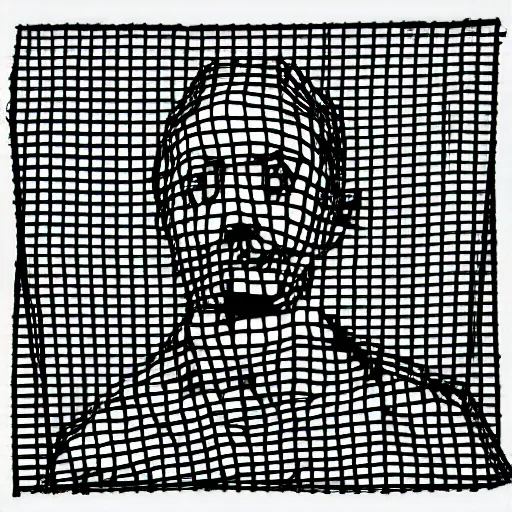 Image similar to low poly wireframe mesh of Marcel Duchamp, vector