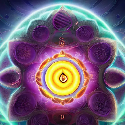 Prompt: sahasrara chakra epic legends game icon stylized digital illustration radiating a glowing aura global illumination ray tracing hdr fanart arstation by ian pesty and katarzyna da bek - chmiel