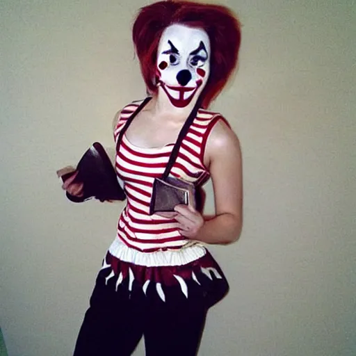 Image similar to emma watson. funny clown makeup.