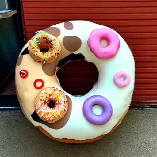 Image similar to a cow in the shape of a donut