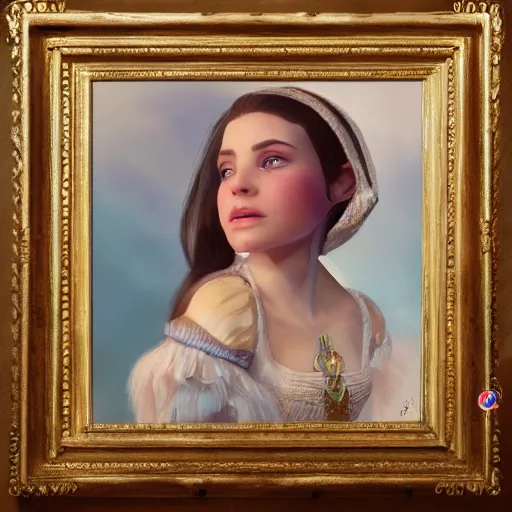 Image similar to a portrait of a jewish princess in a disney movie, oil painting, pale colors, high detail, 8 k, wide angle, trending on artstation,