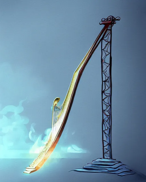 Image similar to burn the harp and cook the crane, digital painting, concept art