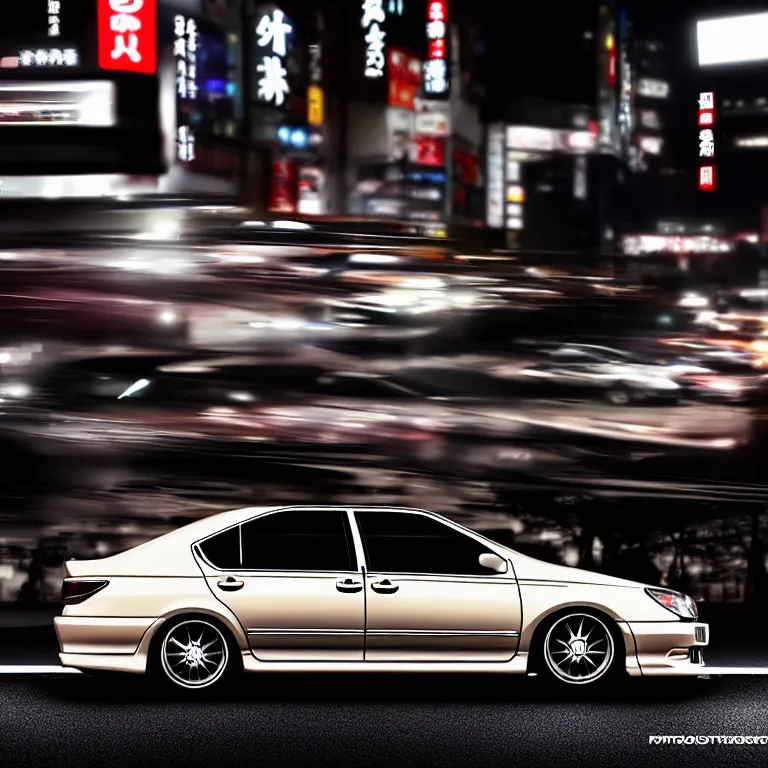 Prompt: Toyota Aristo, detailed-wheels, Shibuya prefecture, cinematic lighting, photorealistic, highly detailed, night photography