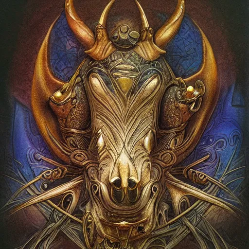 Image similar to detailed and sharp taurus artwork, mystic style, detailed, 8 k, detailed, symmetrical, by brian froud