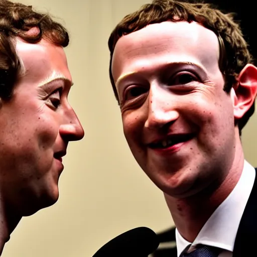 Image similar to mark zuckerberg shaking hands with the most evil man in the universe - w 1 0 8 8