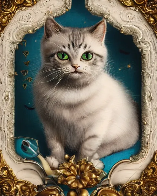 Prompt: very beautiful portrait of an extremely cute and adorable cat wearing overalls, smooth, perfect face, fantasy, character design by mark ryden and craola, sharp focus, concept art, intricate detail, cinematic lighting, hyperrealistic, 5 0 mm, diorama macro photography, 8 k, nature