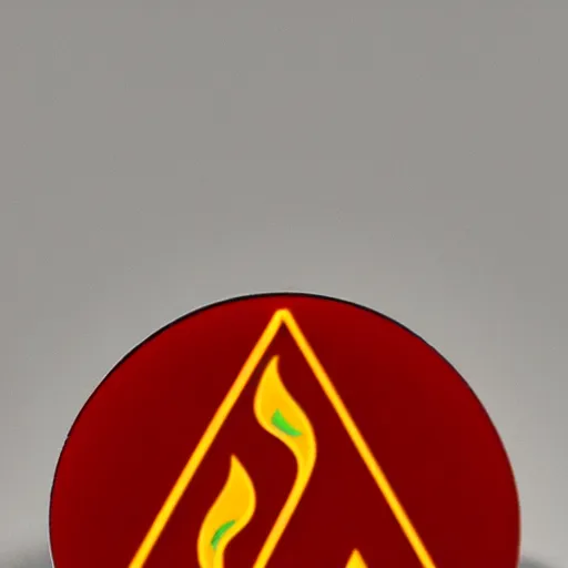 Prompt: a photo of a retro 6 0 s minimalistic clean fire warning enamel pin, studio lighting, behance