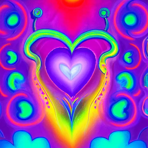 Image similar to a highly detailed digital painting of kitschy purple hearts in flames, inspired by lisa frank, dali, matisse, klee, bosch, david hockney, trending on artstation, 4 k