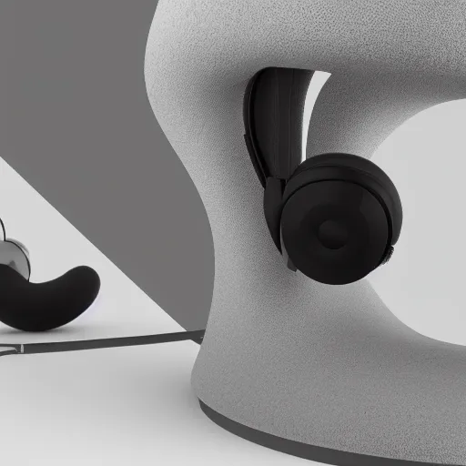 Image similar to wireless cat tail headphone stand, futuristic, techno, cyberpunk, product design, render, cute, swag, geometric, fun, iconic, 4 k, 3 d